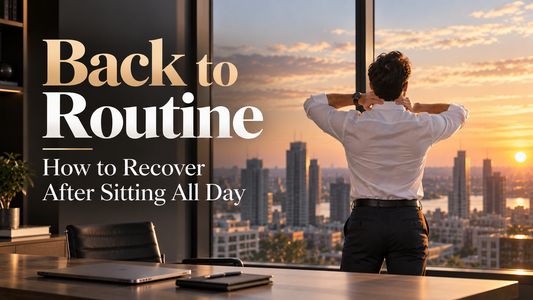 Professional ending a long workday after spending hours sitting at a desk