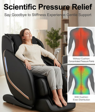 EasPearl® Back Pad & Seat Cushion for Massage Chair, Foam Cushion, Nylon Fabric, One Size Fits All (Black)