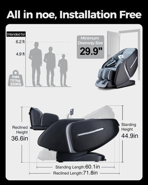 BOSSCARE GR8676 4D Massage Chair Zero Gravity Shiatsu SL-Track AI APP Control Heating Back