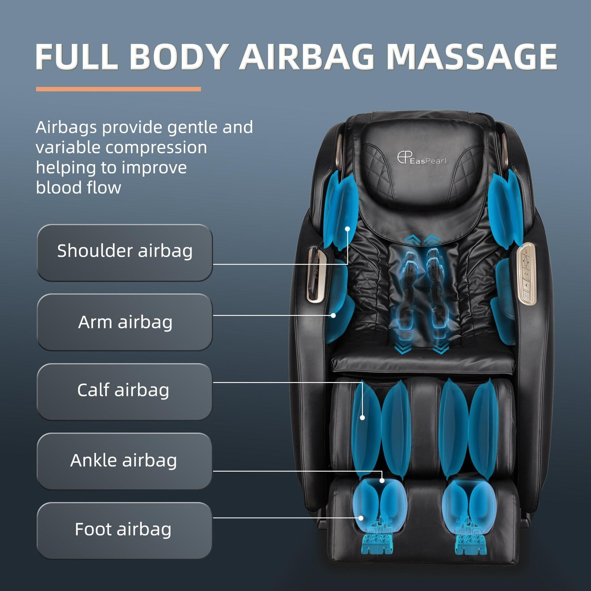 EasPearl® R8079 Shiatsu 4D Rollers Zero-G Full Body Scan Massage Chair - EasPearl