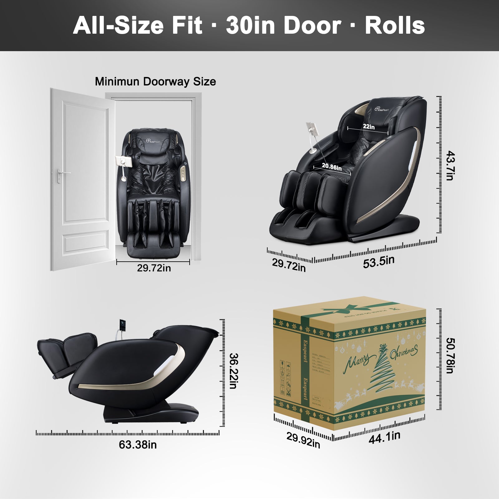 EasPearl® R8089 PRO - Shiatsu Stretch Massage Recliner with APP OTA Re