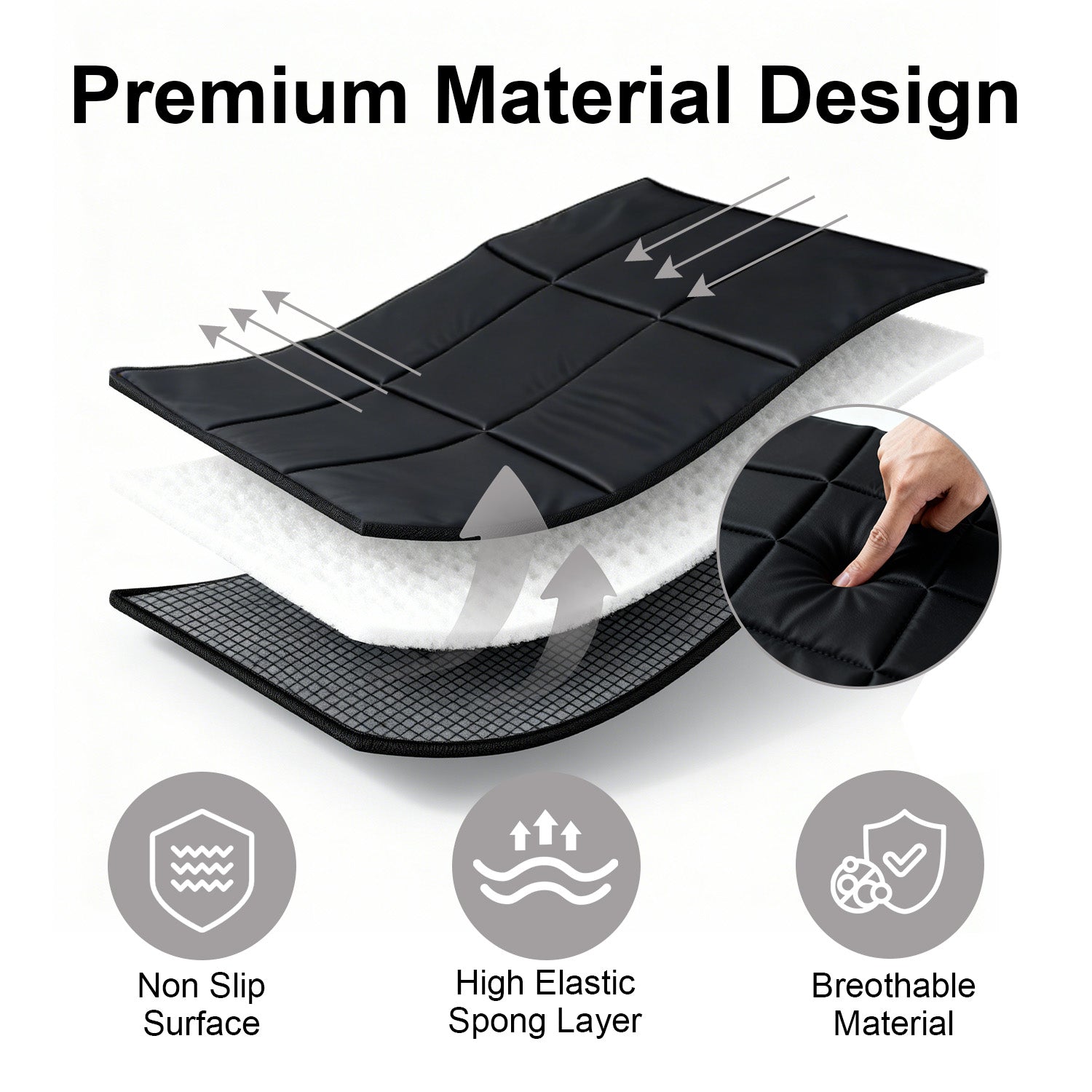 EasPearl® Back Pad & Seat Cushion for Massage Chair, Foam Cushion, Nylon Fabric, One Size Fits All (Black)