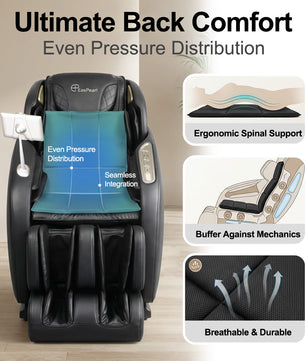 EasPearl® Back Pad & Seat Cushion for Massage Chair, Foam Cushion, Nylon Fabric, One Size Fits All (Black)