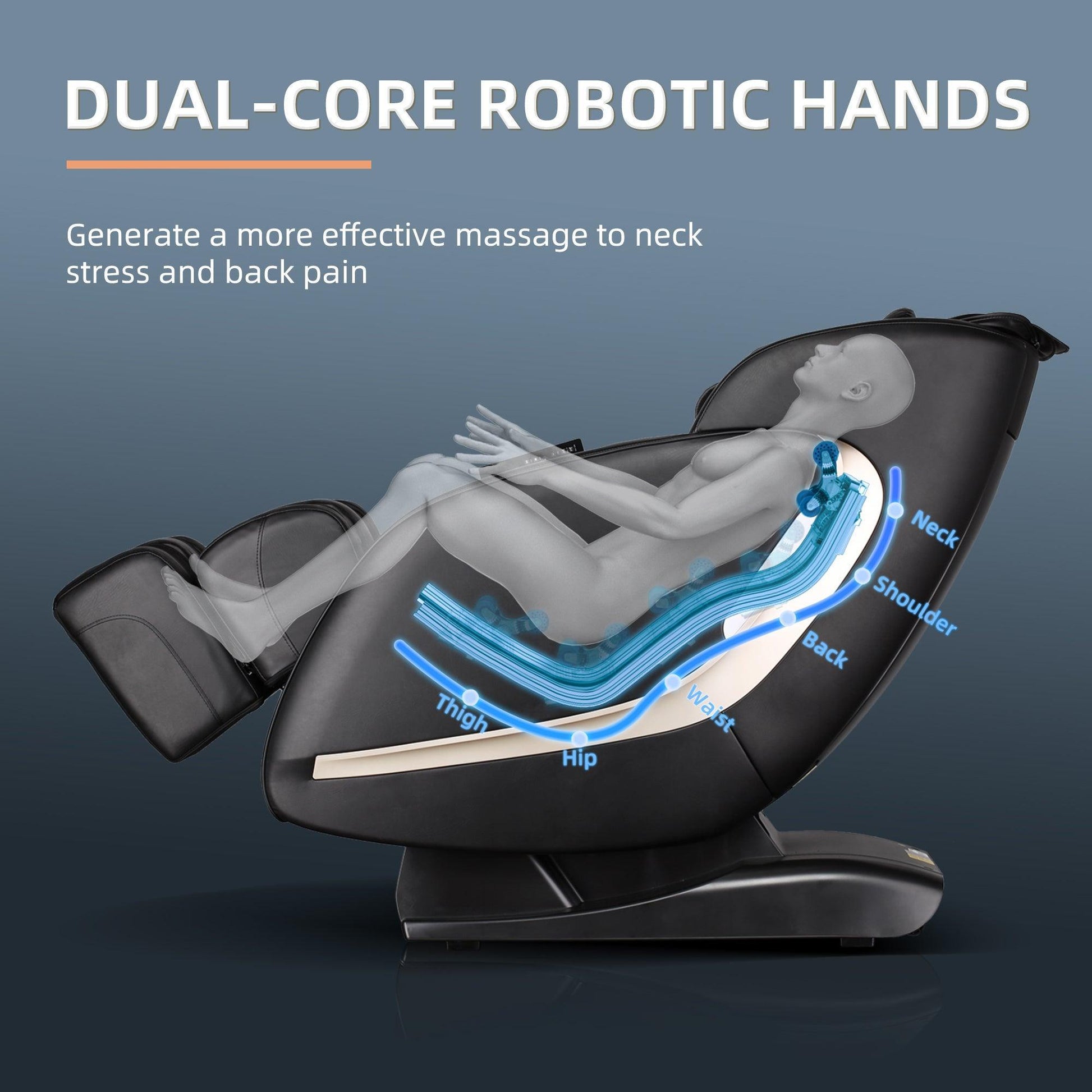 EasPearl® R8079 Shiatsu 4D Rollers Zero-G Full Body Scan Massage Chair - EasPearl