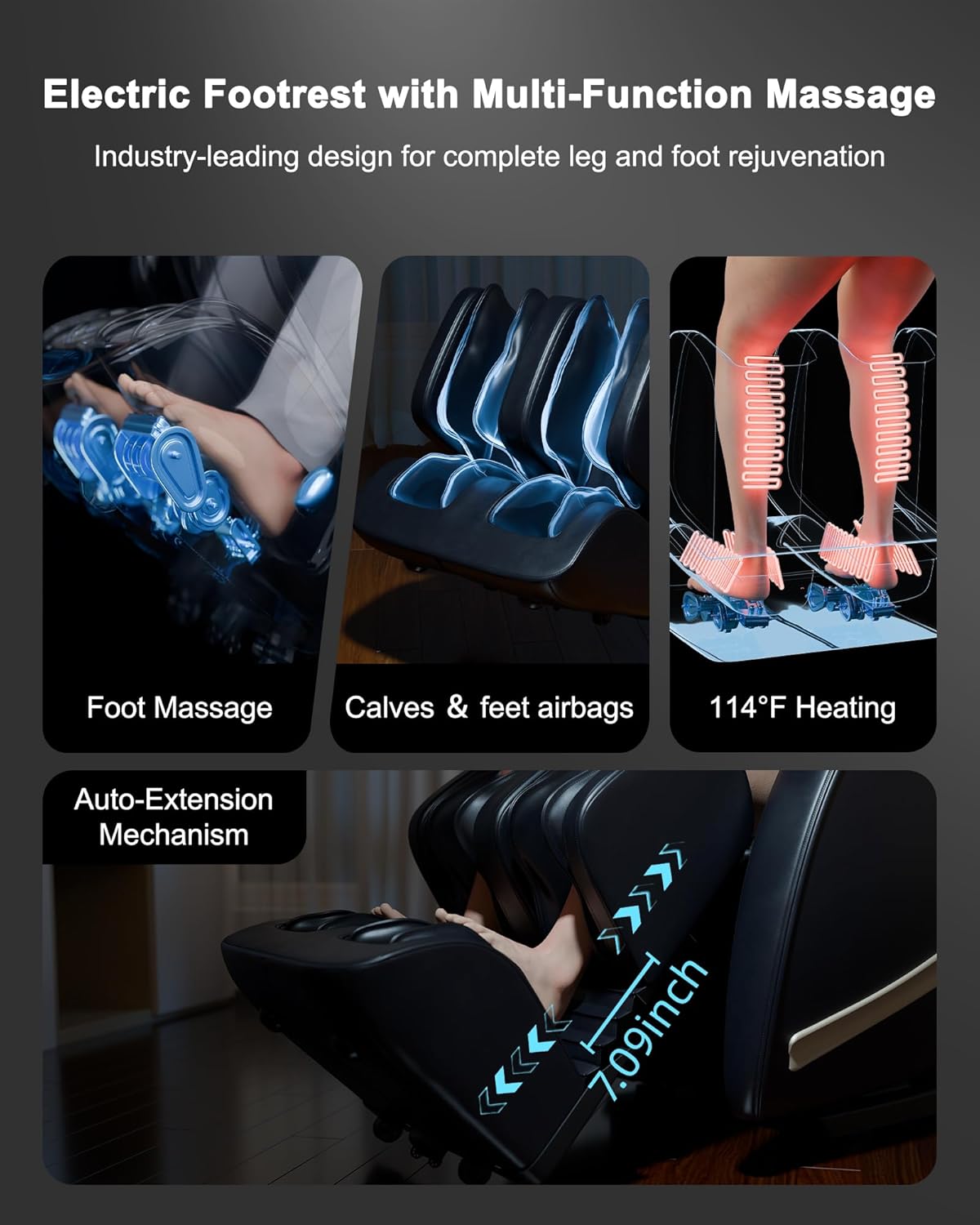 EasPearl® R8089 PRO - Shiatsu Stretch Massage Recliner with APP OTA Remote Controller