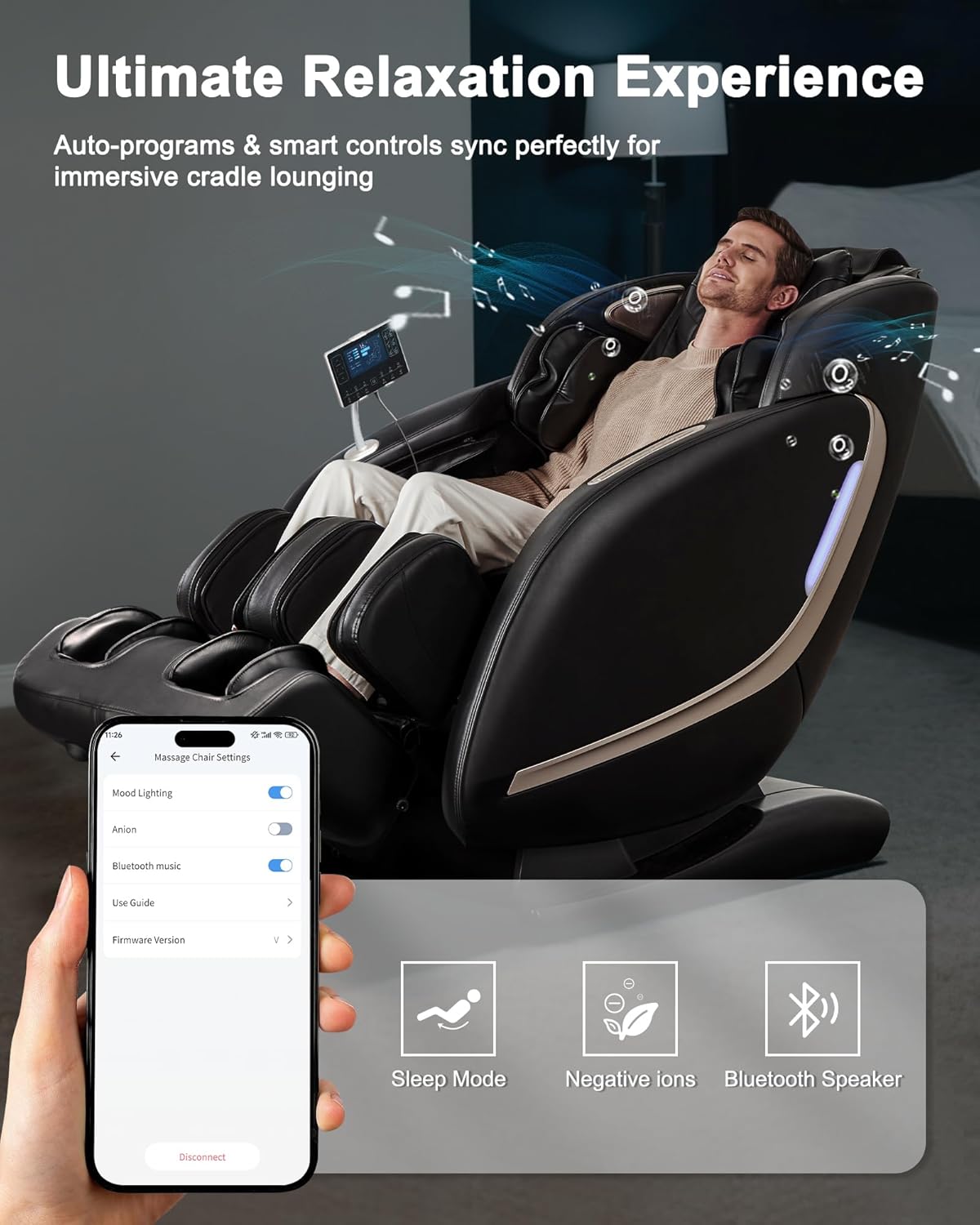 EasPearl® R8089 PRO - Shiatsu Stretch Massage Recliner with APP OTA Remote Controller