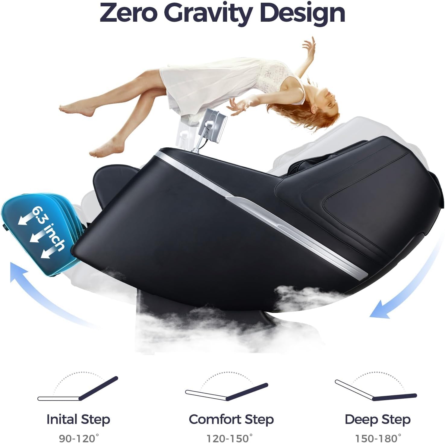 Zero gravity massage chair with reclining design