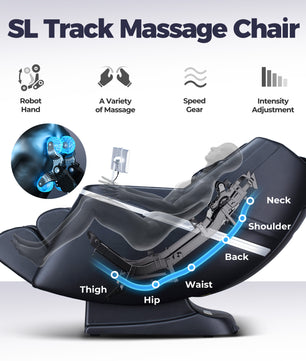 SL track massage chair with robotic massage rollers