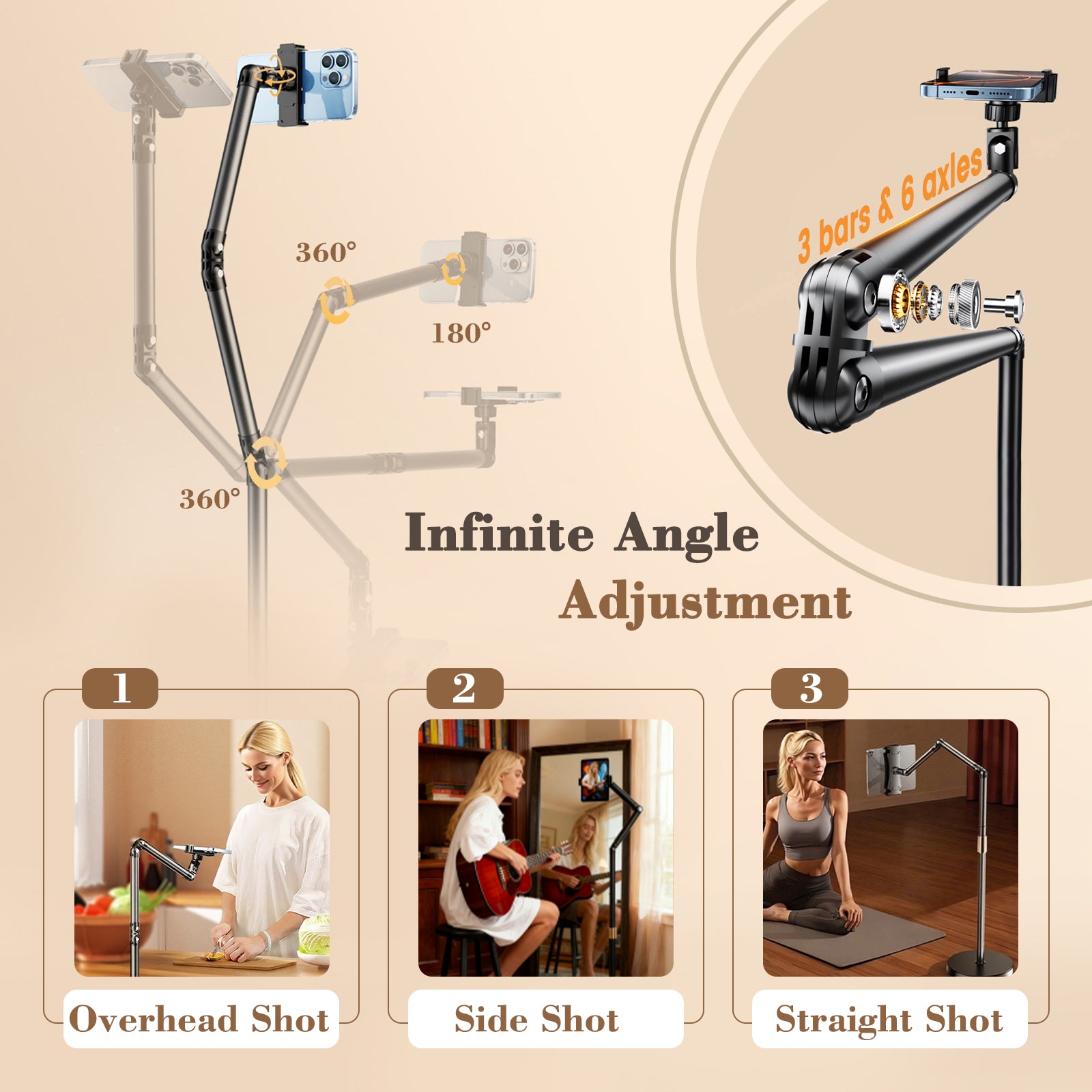 EasPearl adjustable phone stand with multi angle support