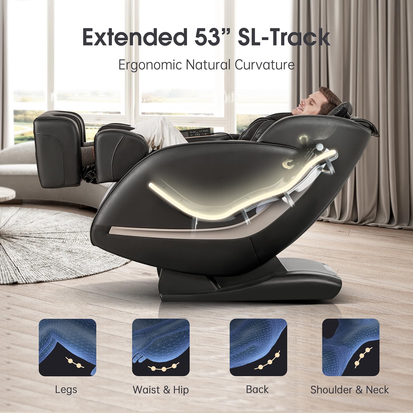 EasPearl full body massage chair extended SL-track from neck to hip-r8069