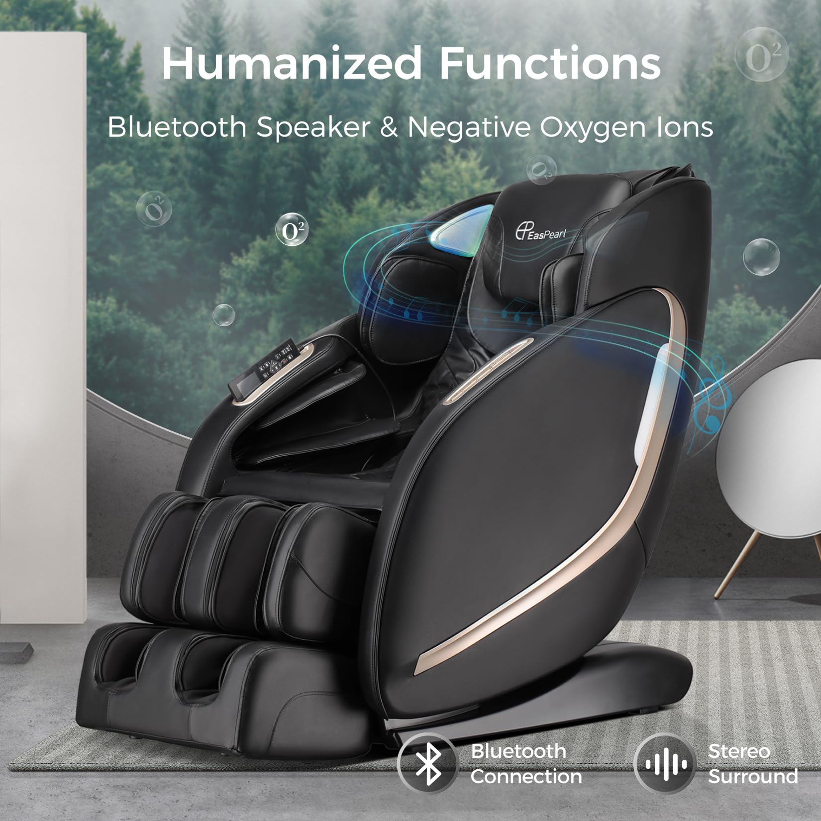 EasPearl humanized zero gravity chair with bluetooth and negative ocygen ions-r8069