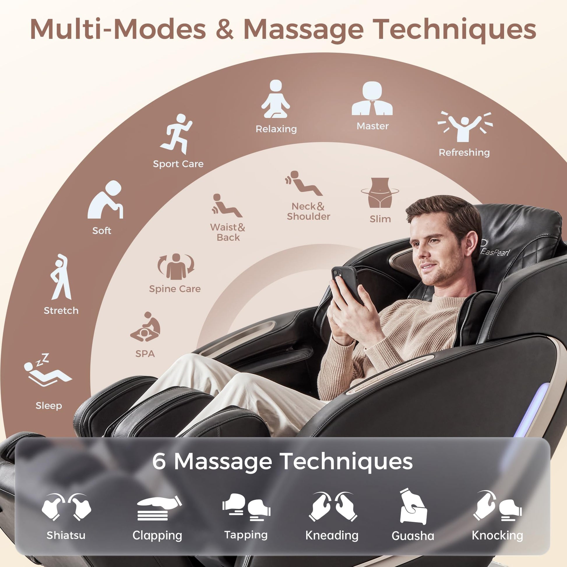 EasPearl massage office chair with multi modes and massage techniques-r8069