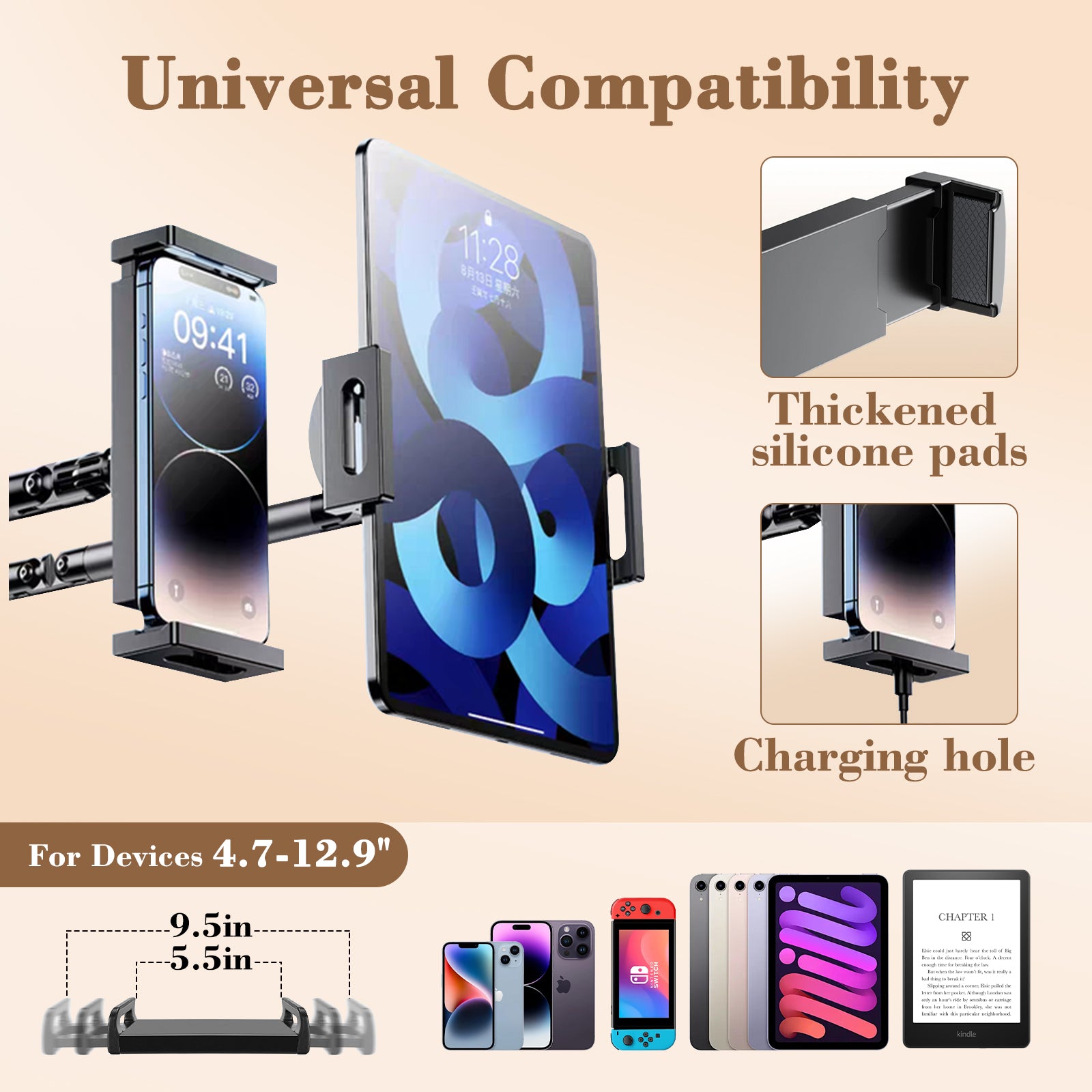 EasPearl phone stand universal compatibility