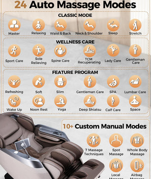 BOSSCARE SQ813 2026 4D Massage Chair Full Body, 24 Modes SL-Track Shiatsu Recliner with Foot Rollers