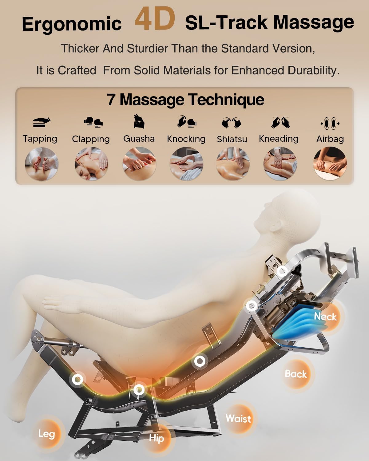 BOSSCARE SQ813 2026 4D Massage Chair Full Body, 24 Modes SL-Track Shiatsu Recliner with Foot Rollers