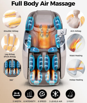 BOSSCARE SQ813 2026 4D Massage Chair Full Body, 24 Modes SL-Track Shiatsu Recliner with Foot Rollers