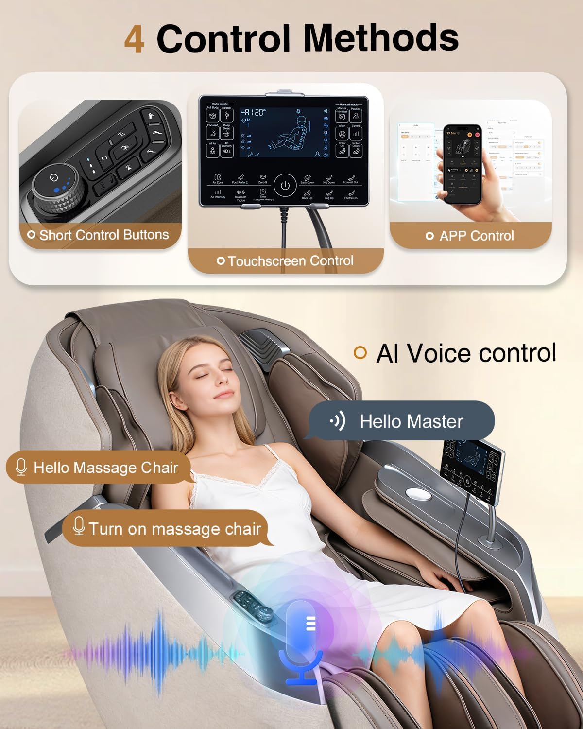 BOSSCARE SQ813 2026 4D Massage Chair Full Body, 24 Modes SL-Track Shiatsu Recliner with Foot Rollers