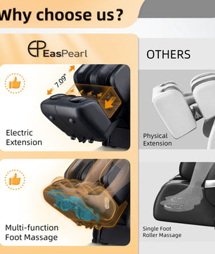 EasPearl® R8089  - Shiatsu Stretch Massage Recliner with Electric Footrest Extension
