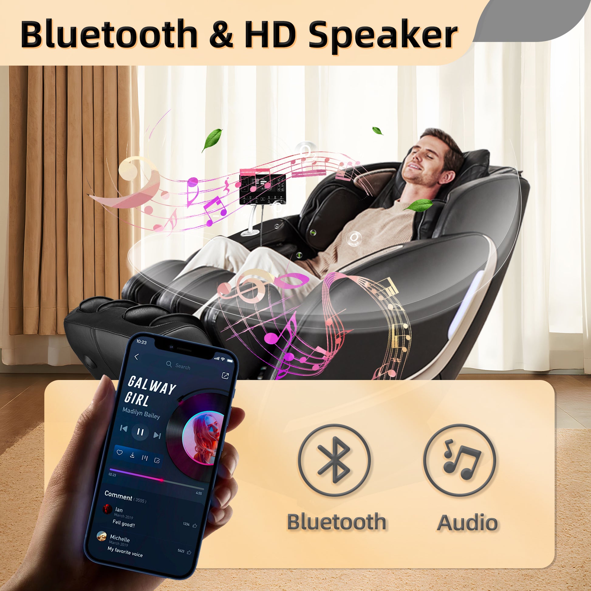 EasPearl® R8089  - Shiatsu Stretch Massage Recliner with Electric Footrest Extension