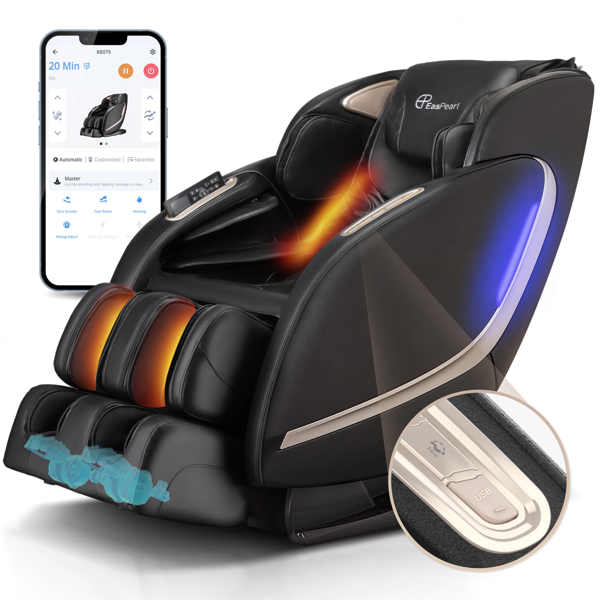 easpearl 4d zero gravity massage chair-r8079