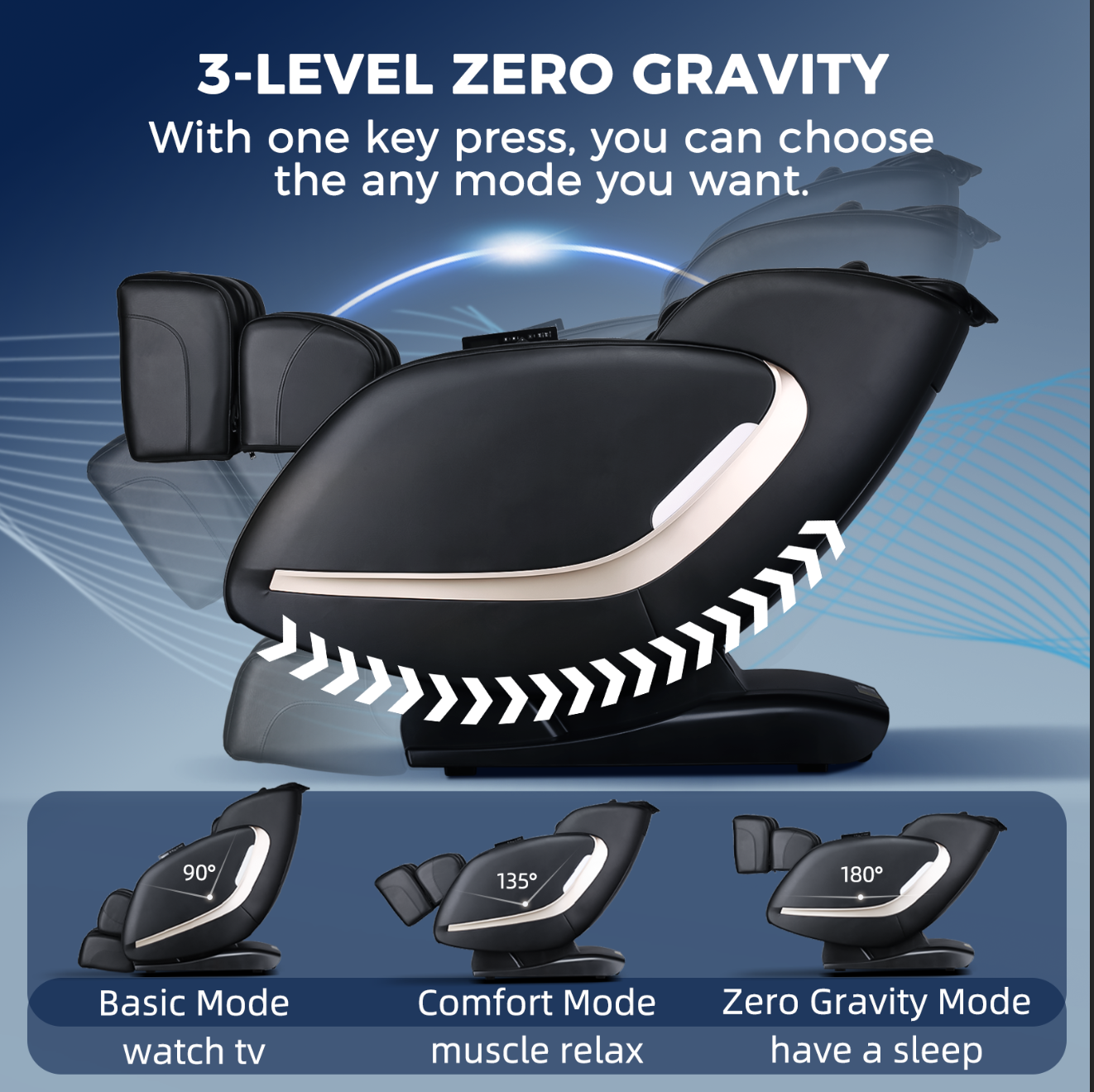 easpearl three level zero gravity massage recliner-r8079
